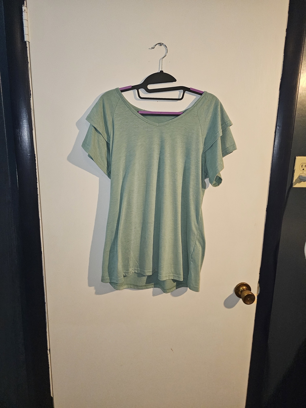 Women’s Green Ruffle Sleeve Top